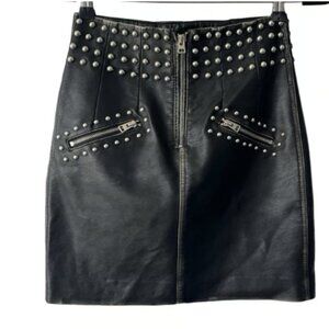 Faux Leather Skirt with Studs